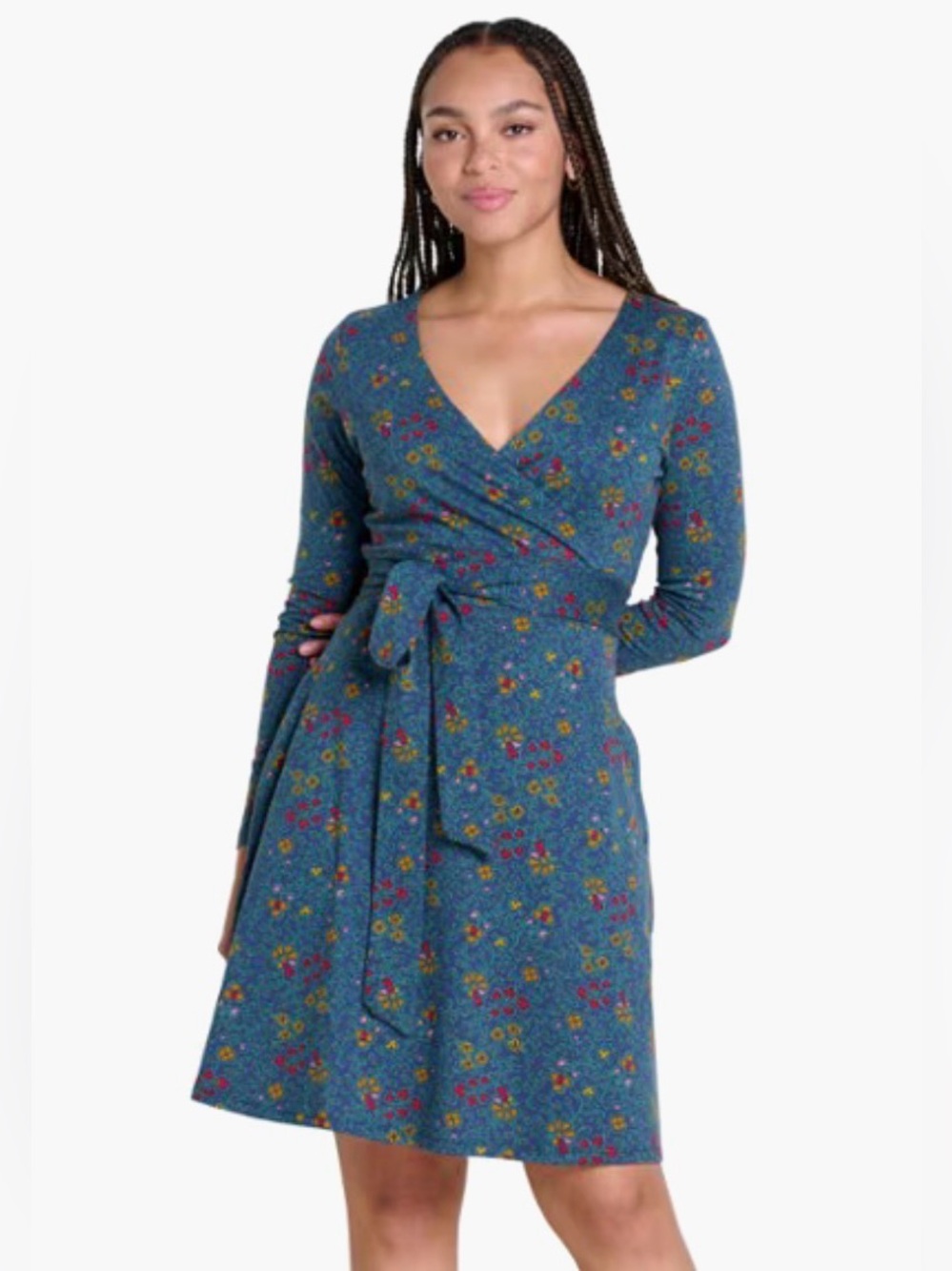 NWT [Toad&Co] Cue Wrap V-Neck Long-Sleeve Stretch Tie Dress w/ Pockets Women’s M - Picture 4 of 16